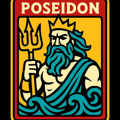 poseidon card.
In-Game asset.  2d.  High contrast.  No shadows