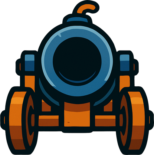 Canon facing forward.
In-Game asset.  2d.  High contrast.  No shadows