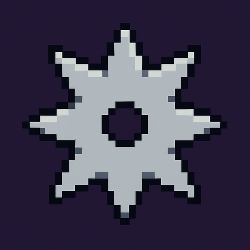 pixel shuriken but 8 edges.
In-Game asset.  2d.  High contrast.  No shadows