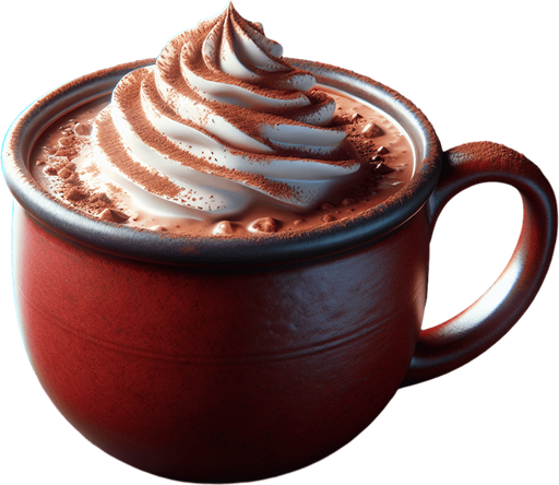 photorealistic red mug of hot chocolate.
ows.