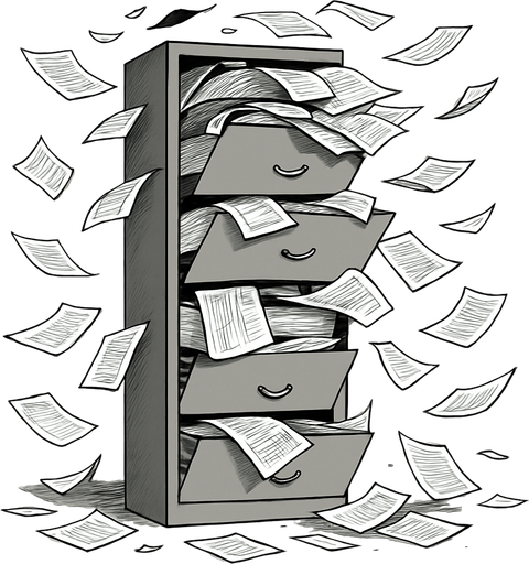 grow the image and have papers fall from the folders