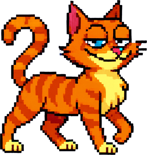 puedes cambiar la posicion de las patas, es decir las que estan atras pasan adelante y viceversa, con el mismo estilo pixel art de la foto original y fondo azul