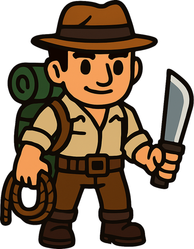 an adventure character.
In-Game asset.  2d.  High contrast.  No shadows
