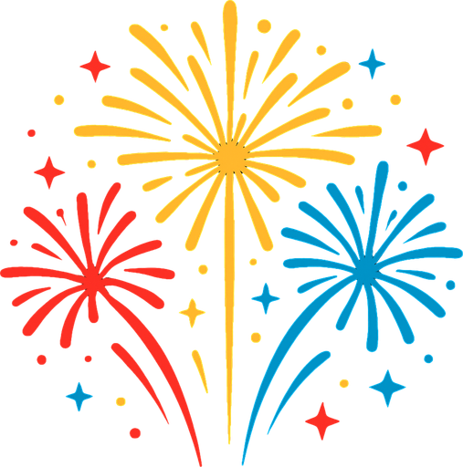 Fireworks.
In-Game asset.  2d.  High contrast.  No shadows