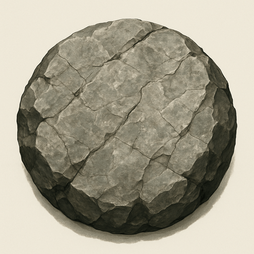una roca circular muy realista.
In-Game asset.  2d.  High contrast.  No shadows