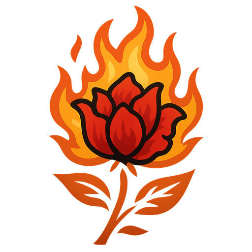 flaming flower.
In-Game asset.  2d.  High contrast.  No shadows