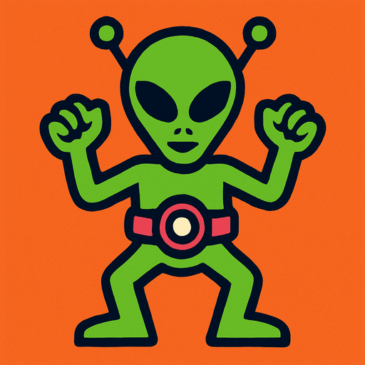retro alien.
In-Game asset.  2d.  High contrast.  No shadows