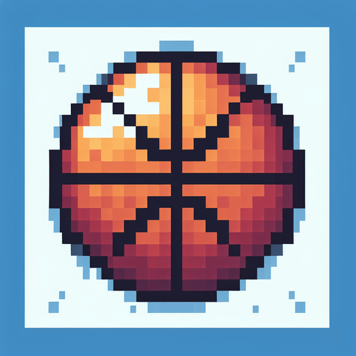 perfectly round basketball ball. pixelated. 8 bit..
Single Game Texture. In-Game asset. 2d. Blank background. High contrast. No shadows.