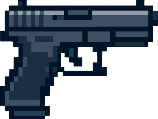glock
pixel art.
In-Game asset.  High contrast.  No shadows