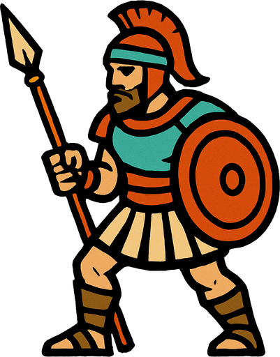 לוחם חנית.
In-Game asset.  2d.  High contrast.  No shadows