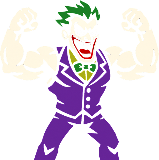 Mad strong person like the joker 2d game.
In-Game asset.  2d.  High contrast.  No shadows
