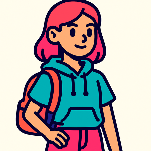 teen girl.
In-Game asset.  2d.  High contrast.  No shadows