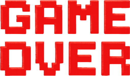 Fondo negro con un texto rojo pixelart bonito que ponga "GAME OVER".
In-Game asset.  2d.  High contrast. cute