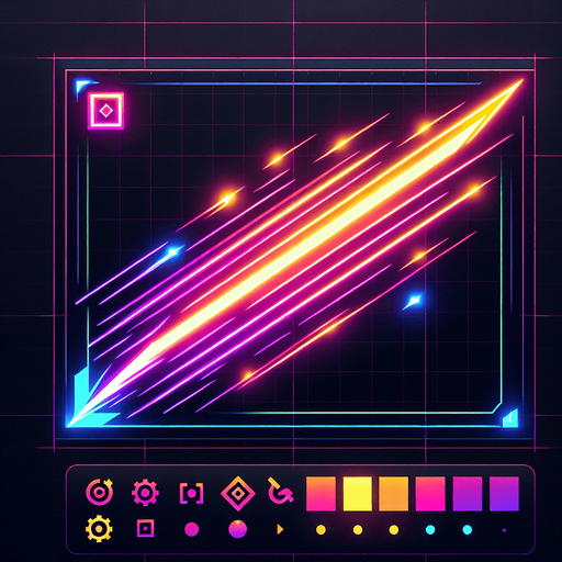 electrical neon colored cyberpunk beam..
Single Game Texture. In-Game asset. 2d. Blank background. High contrast. No shadows.
