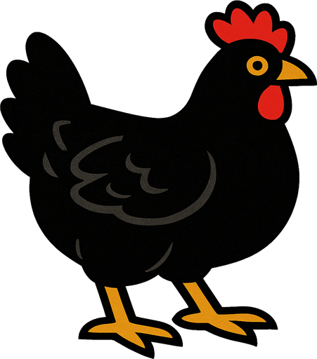 Black chicken.
In-Game asset.  2d.  High contrast.  No shadows