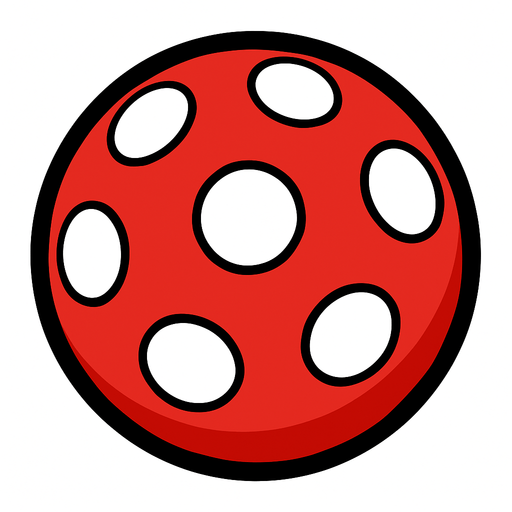 Red boll with dots.
In-Game asset.  2d.  High contrast.  No shadows
