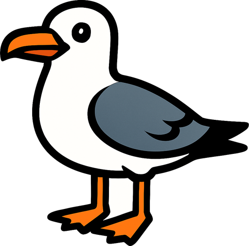 Martı.
In-Game asset.  2d.  High contrast.  No shadows