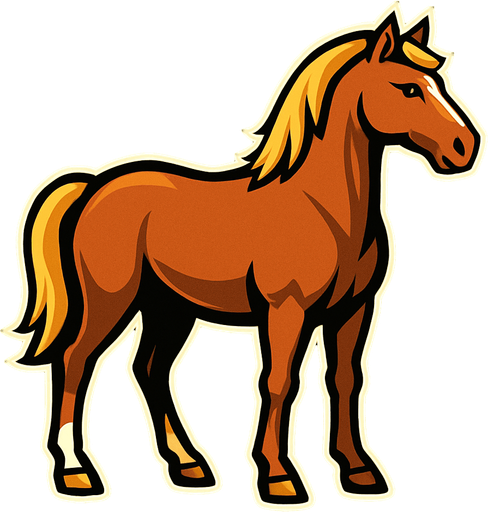 horse with black background.
In-Game asset.  2d.  High contrast.  No shadows