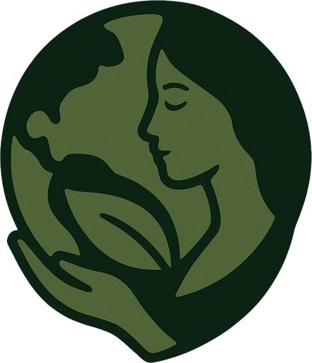 El símbolo de Gaia, sin texto, color verde y café