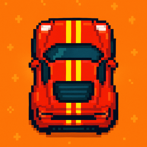 Pixel art spor araba kus bakışı.
In-Game asset.  2d.  High contrast.  No shadows