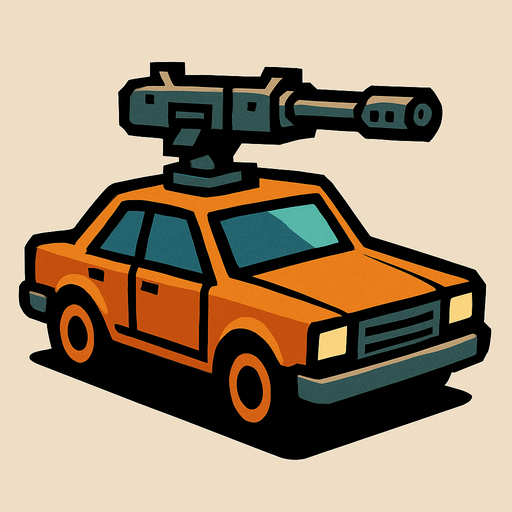 a car with a gun on it.
In-Game asset.  2d.  High contrast.  No shadows