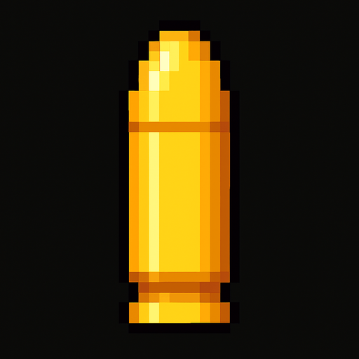 an 16bit 20x40 yellow bullet.
In-Game asset.  2d.  High contrast.  No shadows