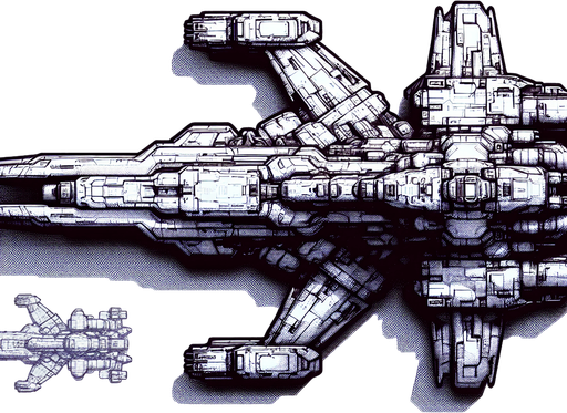 enemy space ship boss it should  be big and looking from top.
Single Game Texture. In-Game asset. 2d. Blank background. High contrast. No shadows.