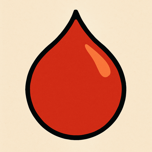 A round drop of blood.
In-Game asset.  2d.  High contrast.  No shadows