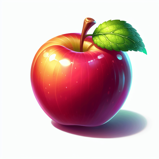 apple fruit.
Single Game Texture.  In-Game asset.  2d.  Blank background.  High contrast.  No shadows