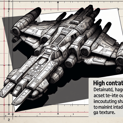 A spaceship Single Game Texture. In-Game asset. 2d. Blank background. High contrast. No shadows.