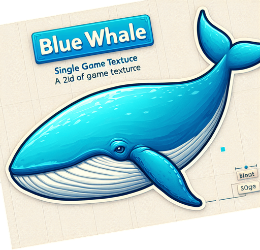 Blue Whale.
Single Game Texture.  In-Game asset.  2d.  Blank background.  No shadows