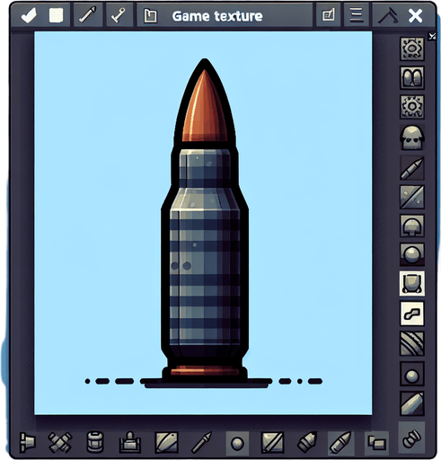 vertical tank bullet.
Single Game Texture.  In-Game asset.  2d.  Blank background.  High contrast.  No shadows