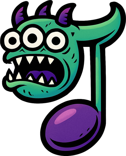 MÜZİK NOTASI ŞEKLİNDE BİR UZAYLI CANAVAR BOSS ÇİZ AYAKSIZ.
In-Game asset.  2d.  High contrast.  No shadows