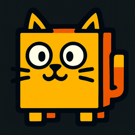 Square cat.
In-Game asset.  2d.  High contrast.  No shadows