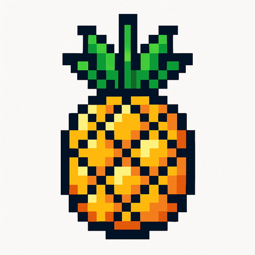 8 bit pineapple.
In-Game asset.  2d.  High contrast.  No shadows