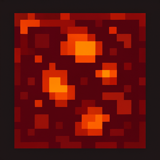 I completely dark red square with some orange parts more in the middle representing a lava block.
In-Game asset.  2d.  High contrast.  No shadows