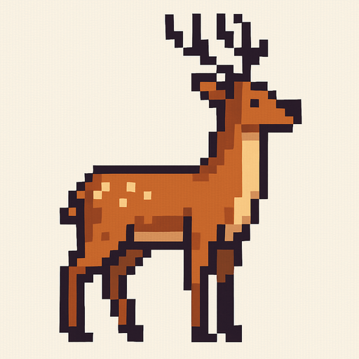 Pixel deer.
In-Game asset.  2d.  High contrast.  No shadows
