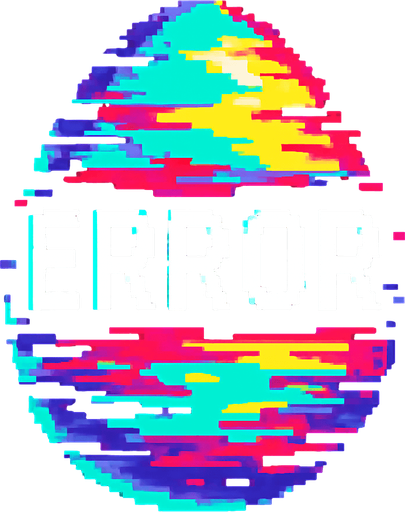 A glitched, Error egg.
In-Game asset.  2d.  High contrast.  No shadows