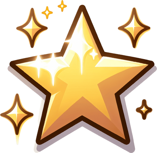 a shining star. Single Game Texture. In-Game asset. 2d. Blank background. High contrast. No shadows.