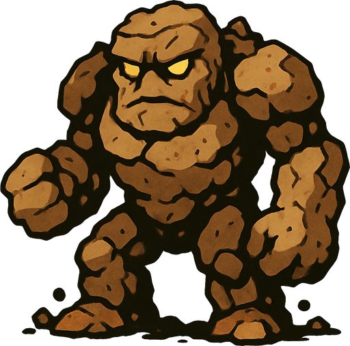 גולם עשוי אדמה מהאגדות.
In-Game asset.  2d.  High contrast.  No shadows