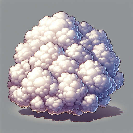 bunch clouds.
Single Game Texture.  In-Game asset.  Blank background.  High contrast.