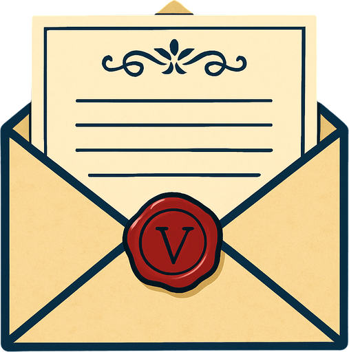 Carta de email elegante.
In-Game asset.  2d.  High contrast.  No shadows