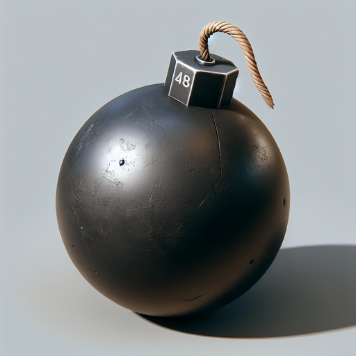 2d bomb photo realistic.
Single Game Texture. In-Game asset. 2d. Blank background. High contrast. No shadows.