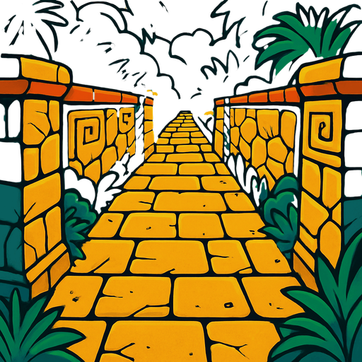 A background in a style similar to the Temple Run game with wrapped.
In-Game asset.  2d.  High contrast.  No shadows