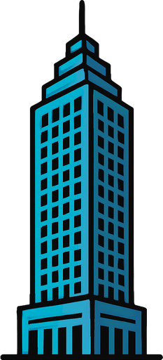 draw a skyscraper.
In-Game asset.  2d.  High contrast.  No shadows