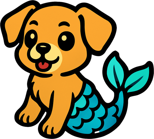 Chiot sirène.
In-Game asset.  2d.  High contrast.  No shadows