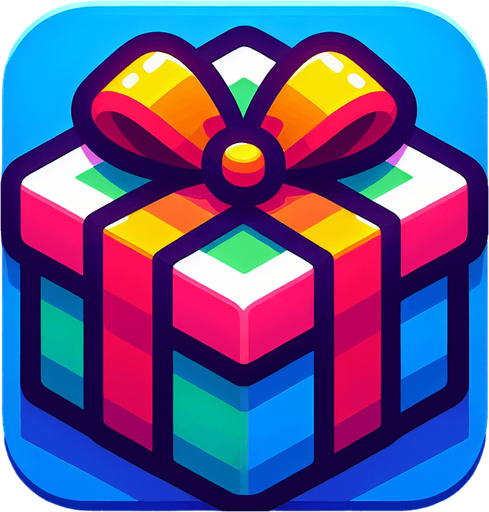 gift wrapped box, vivid colours. with bow on top Single Game Texture. In-Game asset. 2d. Blank background. High contrast. No shadows.