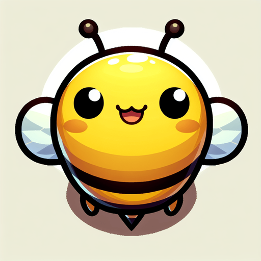 A happy little bee. Top down view.
Single Game Texture. In-Game asset. 2d. Blank background. High contrast. No shadows.