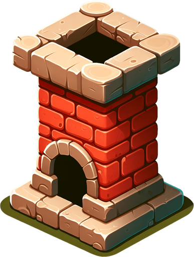 A chimney, cartoon 2d, side view Single Game Texture. In-Game asset. 2d. Blank background. High contrast. No shadows.