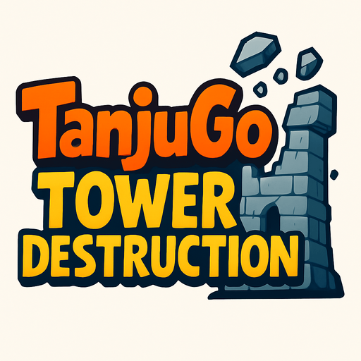 "TanjuGo" 
"Tower Destruction" text logo.
In-Game asset.  2d.  High contrast.  No shadows